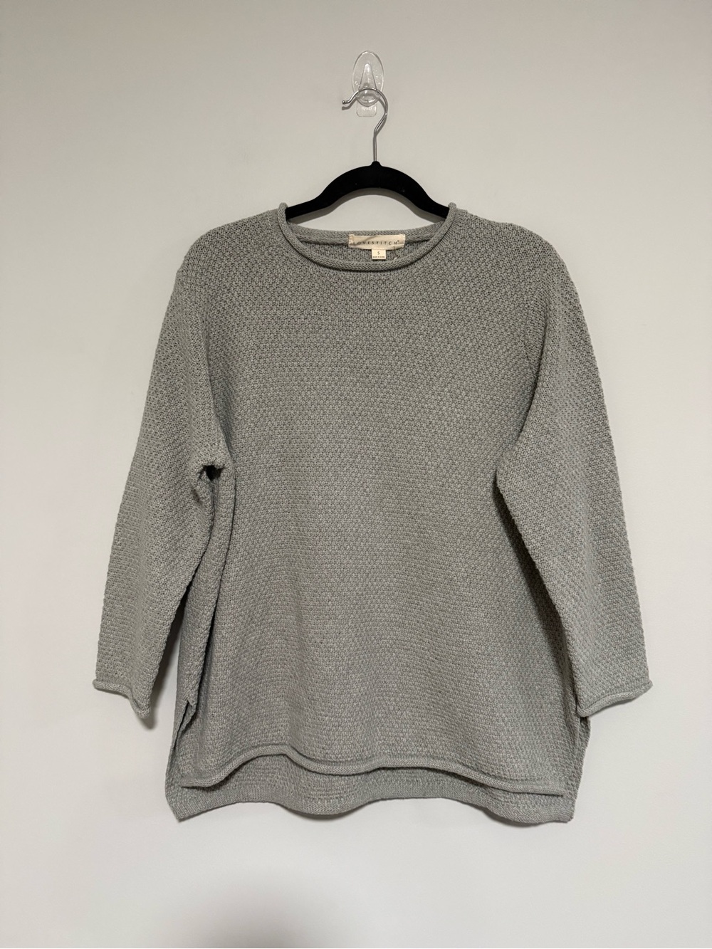 Lovestitch Classic Gray Textured Crewneck Roll Neck Sweater Size Small NWT
